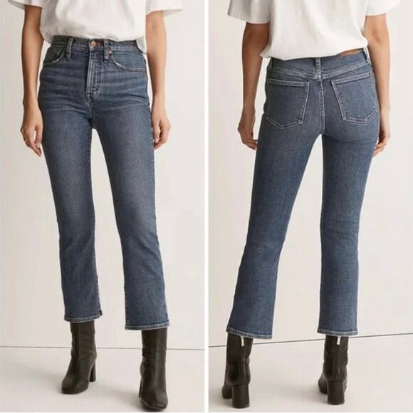 Madewell Cali Demi Boot Jeans in Glenside Wash Cropped Denim 25 - Picture 1 of 11